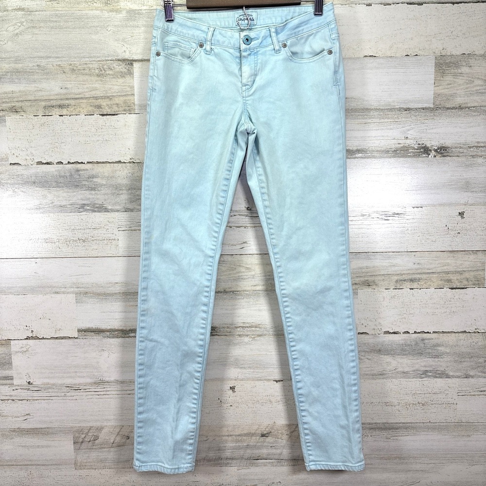 Aeropostale Womens Sky Blue BAYLA SKINNY Low Rise Stretchy‎ Jeans Size  3/4